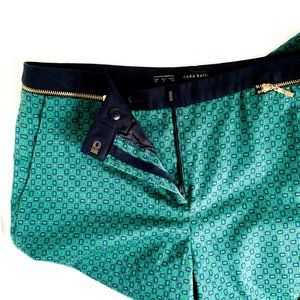 ZARA emerald green pants w/gold zipper detail